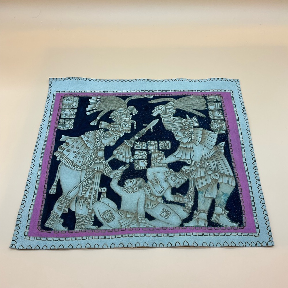 Vtg Mayan art in suedes! In excellent condition!